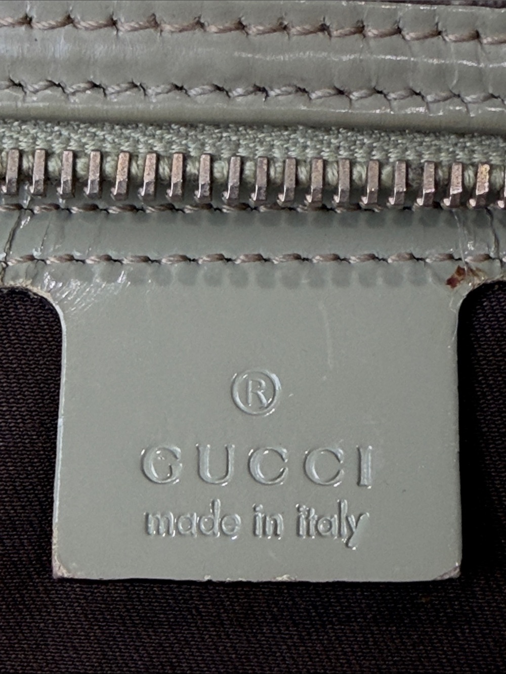 💯Authentic Gucci Vintage GG Monogram Boston Bag Sage Green Patent Leather🍀 - Picture 6 of 17